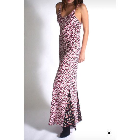 Stone Cold Fox Dogtown Pink Floral V-Neck Contrast Pleat Maxi Dress Size 2 - Picture 1 of 11